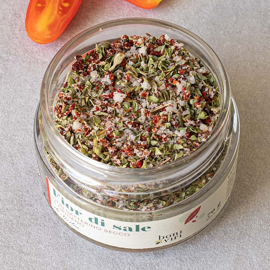 Salz mit getrockneten Tomaten und Ätna-Oregano 70 g | Italien | Boniviri